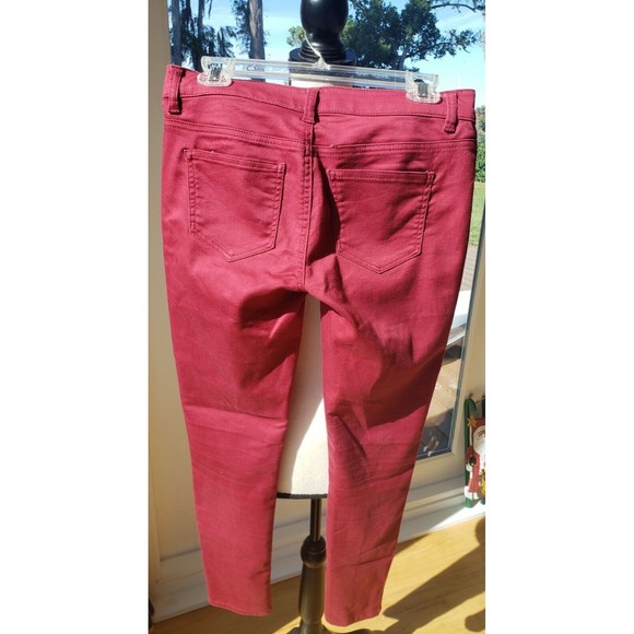 Tinsel Town Denim Couture Pants Teens Sz 5 Red Berry Jeans Skinny Tapered Cotton - Picture 9 of 14